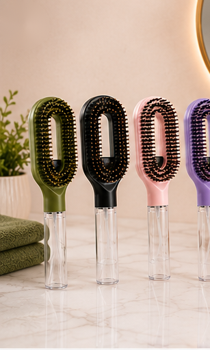 Brosse à Cheveux 2-en-1 avec Vaporisateur