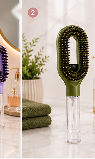 Brosse à Cheveux 2-en-1 avec Vaporisateur
